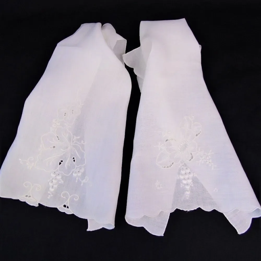 Vintage Tea Towels White on White Bridal Towels